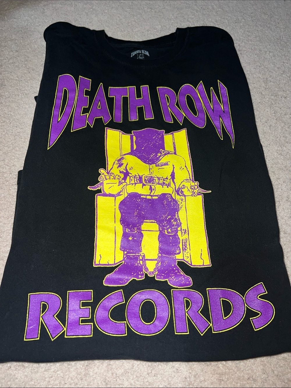 Purple & yellow Death Row Records Black Tee 100% cotton (XXL)